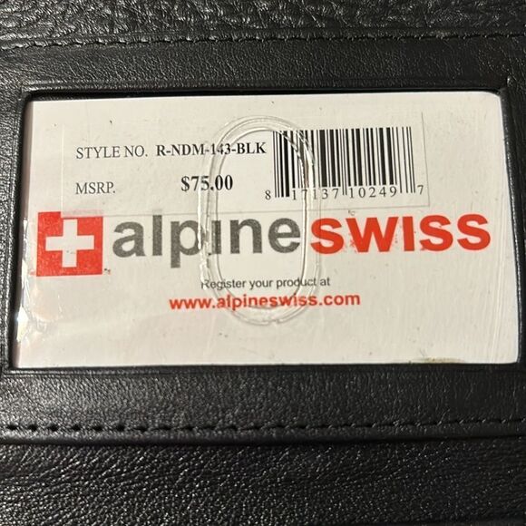 Alpine Swiss men's black trifold genuine leather wallet.  NWT - Picture 4 of 13